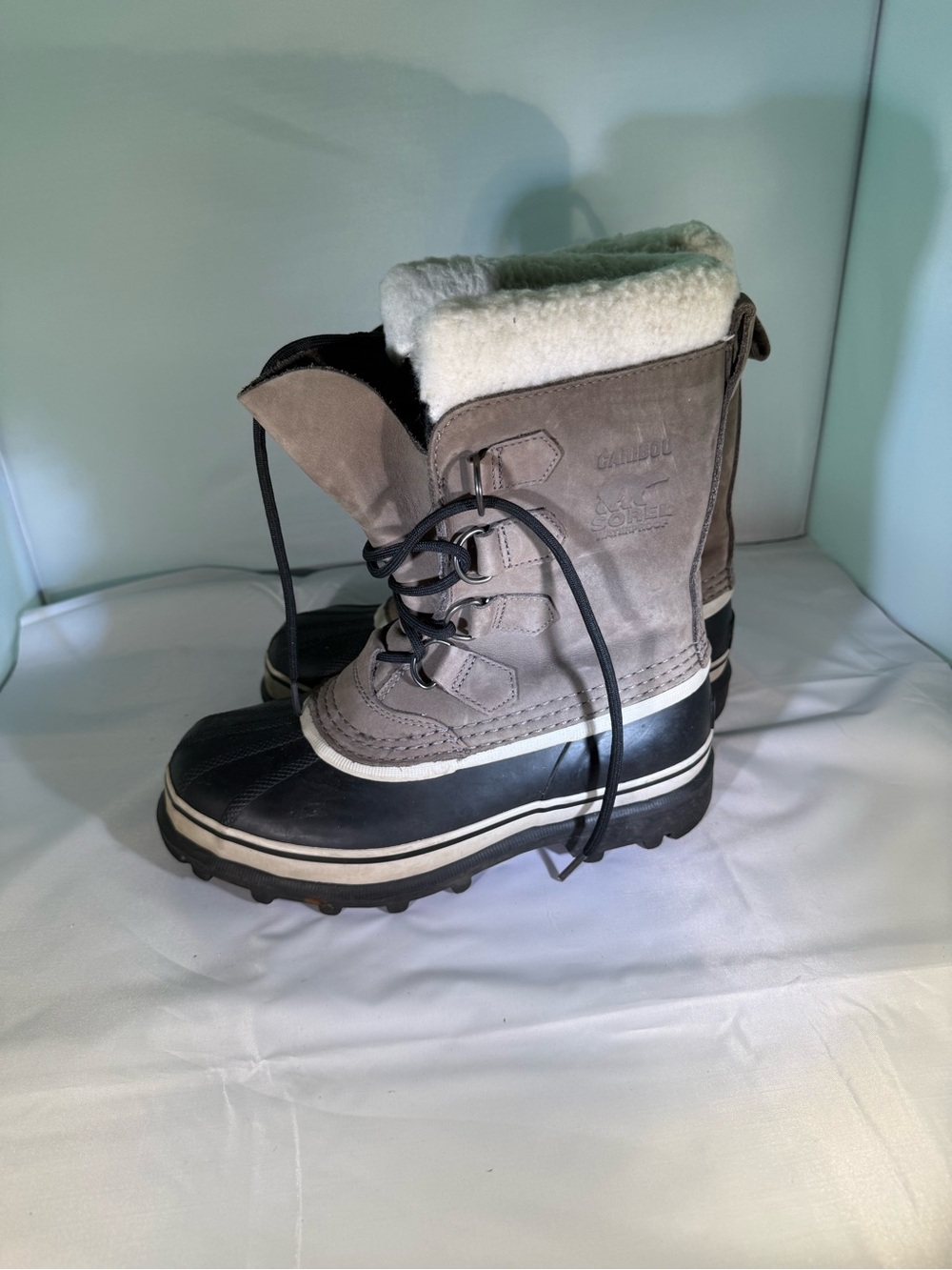 Sorel Kids Winter Lace-Up Snow Boots - Gray and Black with White Trim